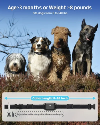 Miniatura 7 de SLOPEHILL Collar de entrenamiento para perros con mando a distancia, collar electrónico de choque para perro con pitido, vibración, choque, luz