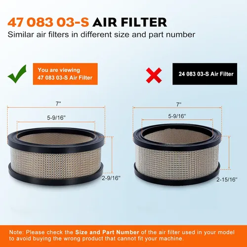 Miniatura 2 de Hipa 47 083 03-S Filtro de aire para motores Kohler CH730-CH740 K301 K241 K321 K341 CH20 CH18-CH25 CV724-CV740 CV17-CV23 47 883 03-S1