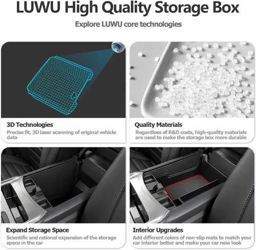 Miniatura 6 de LUWU Bandeja organizadora para consola central Ford Edge 2024 2020 2021 2022 2023 2024 Ford Edge SE/SEL/ST-Line/Titanio/ST, organizador de consola