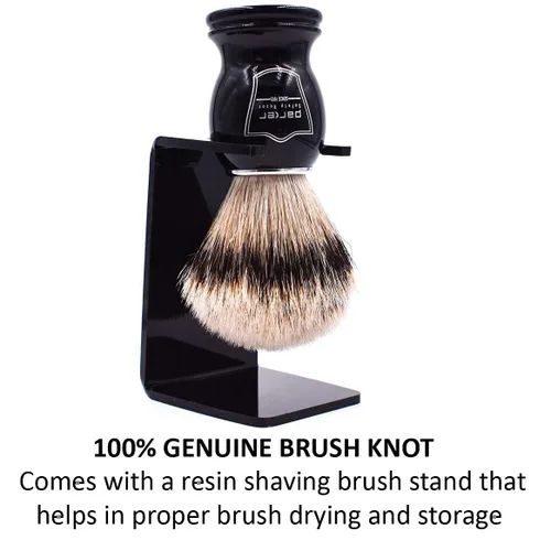 Miniatura 6 de Parker Safety Razor 's 100% Silvertip - Brocha de afeitar de cerdas de tejón – Soporte para cepillo incluido (mango negro)