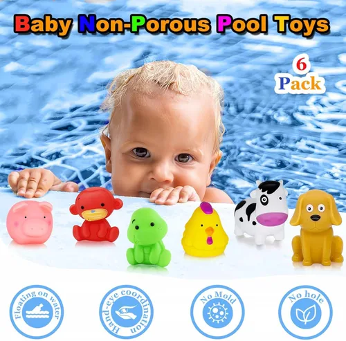 Miniatura 6 de Juguetes de bañera para niños pequeños de 1 a 3 años, sin moho, sin agujeros, juguetes de baño para bebés de 6-12-18-24 meses, juguetes de piscina