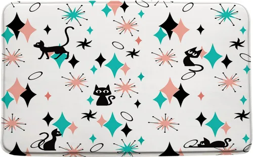 GCTNBJL Atomic Starburst - Tapete de baño para gatos de mediados de siglo, moderno, abstracto, geométrico, diamante estrella, icónico de los años 50