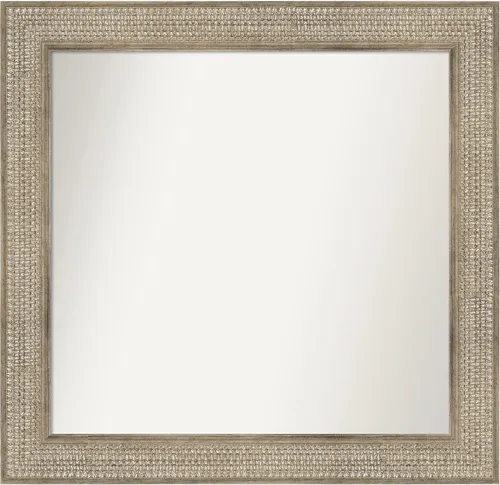 Miniatura 131 de Amanti Art Espejo de baño plateado para sobre fregadero, 26 x 26 pulgadas, espejo cuadrado de níquel pulido, marco de madera tradicional mediano, se