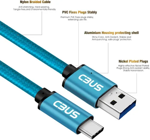 Miniatura 2 de CBUS Cable USB C, cable de carga rápida trenzado USB A a USB C de 3 pies tipo C para Samsung Galaxy S23/S22/S21/S20/S10/Plus/Ultra/FE, A03s, A12