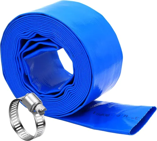 Miniatura 18 de DAVCO Manguera de retrolavado de piscina de 1.25 pulgadas x 50 pies, manguera de bomba de descarga de agua plana de PVC azul reforzado resistente