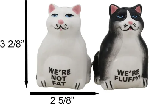 Miniatura 3 de Ebros Gift Feline - Juego de figuras magnéticas de cerámica con diseño de gatos esponjosos, salero y pimentero, 3.25 pulgadas de alto, diseño