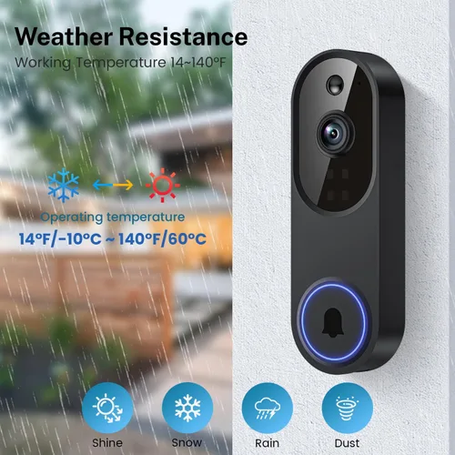 Miniatura 6 de Guggre Cámara de timbre de video inalámbrico 1080P, visión nocturna, almacenamiento en la nube (se vende por separado), solo Wi-Fi de 2.4 GHz