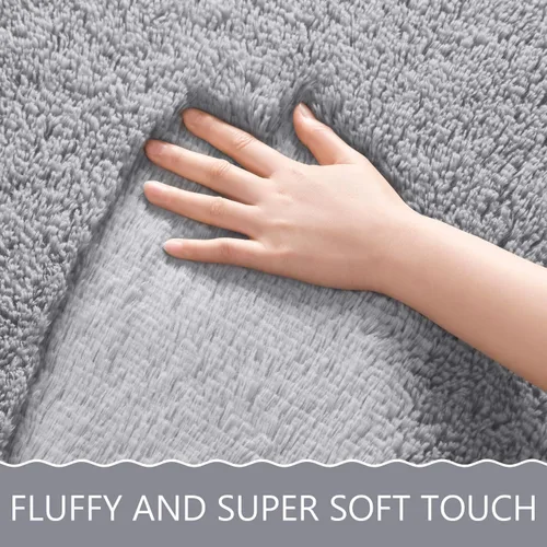 Miniatura 2 de EVOIONOS - Alfombra redonda gris para dormitorio, 5x5 pies; alfombras circulares suaves y esponjosas para sala de estar, alfombras de felpa peludas