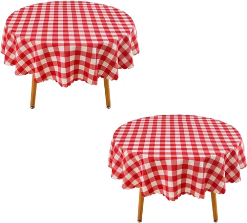 Miniatura 42 de MANGATA CASA Mantel de cuadros rosa para mesas cuadradas, mantel a cuadros, impermeable, para cocina y mesa, mantel de poliéster a cuadros sin Rosa