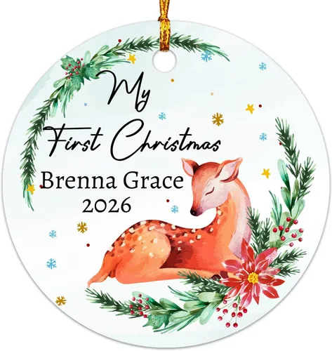 Miniatura 5 de Adorno personalizable con texto en inglés «Our First Christmas As Mr. & Mrs. 2026», adorno personalizado para el Sr. y la Sra. Nombre, primera