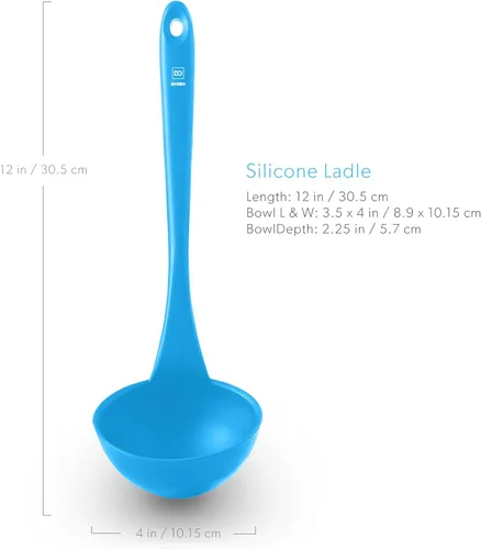 Miniatura 5 de DI ORO Cucharón de Silicona – Cucharón de sopa para cocinar y servir resistente al calor – Cucharón grande de sopa de cocina seguro para utensilios