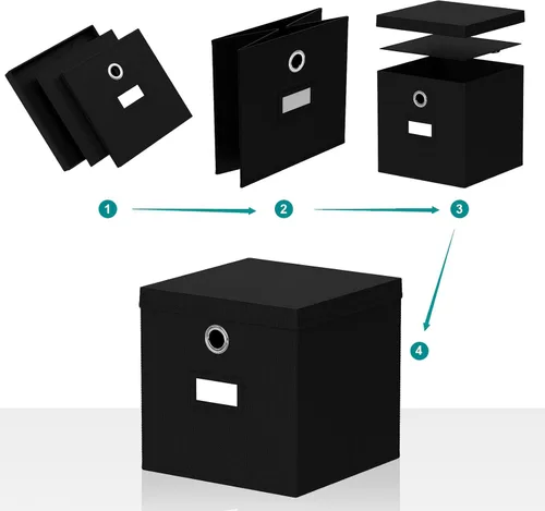 Miniatura 4 de Pezin & Hulin Cubos de almacenamiento plegables de tela con tapas, cubos de almacenamiento plegables para organizador de armario, cajas