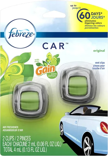 Miniatura 5 de Febreze Ambientador para automóvil, juego de 5 clips de aroma de ganancia más estuche de almacenamiento adicional