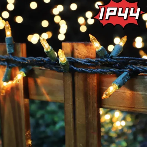 Miniatura 3 de LAMPHOME Decoración de Luces de Navidad Amarillas Extensibles Super Brillantes 150 Luces 31.9 pies Certificado UL Juego de Mini Luces de Cadena