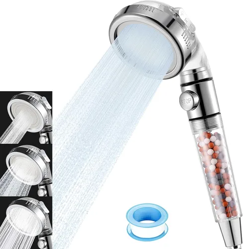 Vacto Cabezal de ducha de mano de alta presión con filtro, suavizador de agua dura purificador de agua filtrada con cuentas de filtro, kits de