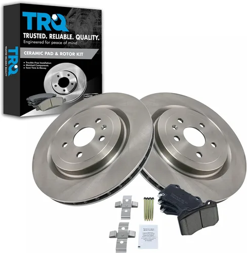 Miniatura 26 de TRQ Kit de rotor de freno trasero y pastillas de cerámica Posi premium compatible con camioneta Chevy GMC
