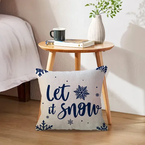 Miniatura 2 de ULOVE LOVE YOURSELF - Juego de 2 fundas de almohada para decoración de invierno, fundas de almohada de Navidad estilo granja, diseño de copos