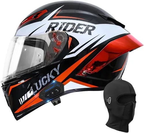 Miniatura 9 de Casco de motocicleta Bluetooth de cara completa, aprobado por DOT, casco antivaho, doble visera, casco de bicicleta de calle, altavoz dual integrado