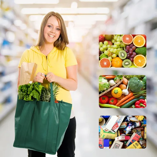 Miniatura 2 de JERIA Paquete de 24 bolsas de comestibles reutilizables, bolsas de compras grandes y plegables lavables, bolsas de mano resistentes con asas Varios