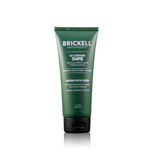 Brickell Men's Products Champú fortalecedor diario para hombres, natural y orgánico con aceite de menta y árbol de té para calmar el cuero cabelludo