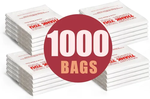 Miniatura 3 de JShlpiar Paquete de 1000 bolsas de plástico blancas de compras con "Thank You" (11.5" x 6.5" x 21") – Bolsas de transporte a granel