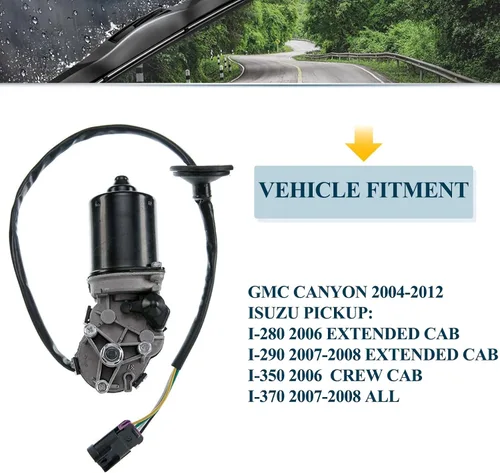 Miniatura 2 de Motor del limpiaparabrisas delantero compatible con Chevy Colorado 2004-2012, GMC Canyon 2004-2012, Isuzu i-280 i-350 2007-2008, i-290 i-370