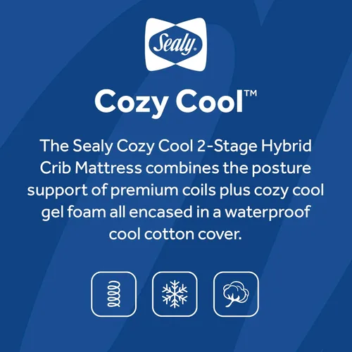 Miniatura 9 de Sealy Baby Colchón híbrido acogedor y transpirable para cuna, certificado GREENGUARD Gold, fabricado en Estados Unidos, espuma refrescante, 2