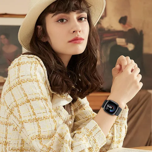 Miniatura 6 de Bandas elásticas compatibles con Fitbit Versa 4/Versa 3/Sense 2/Sense, correas de repuesto deportivas de nailon ajustables para mujeres y hombres