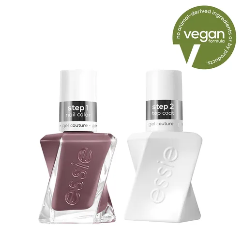 Miniatura 2 de essie Kit de esmalte de uñas de gel, esmalte de uñas malva + capa superior, Take Me To Thread, 0.46 onzas cada uno