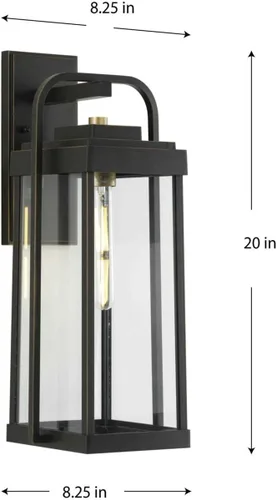 Miniatura 8 de Progress Lighting Walcott Collection - Farol de pared de transición para exteriores, 1 luz, cristal transparente, bronce antiguo