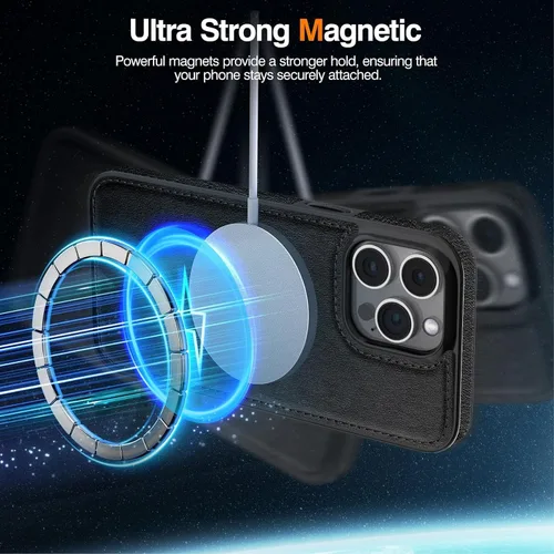 Miniatura 3 de LOHASIC MagSafe, funda de piel sintética suave y magnética para iPhone 15 Pro, de piel sintética, para hombres y mujeres, funda delgada de diseñador