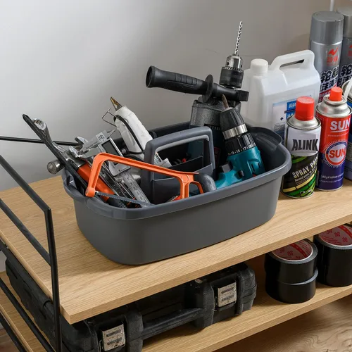 Miniatura 15 de Carrito de almacenamiento de limpieza de plástico ALINK con asa, gran organizador de cesta de ducha para dormitorio, baño, herramienta, jardín