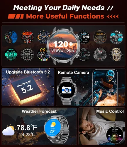 Miniatura 3 de Reloj inteligente militar para hombre, 1.85 pulgadas HD/800 mAh batería inteligente relojes para Android/iOS