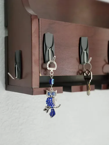 Miniatura 7 de LUCKBOOSTIUM Colgante colgante de búho plateado de la suerte y mal de ojo
