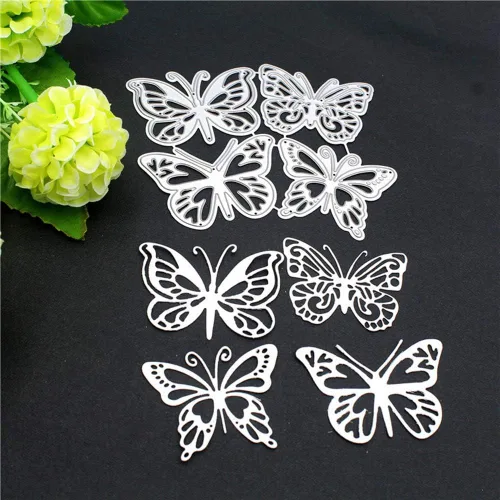 Miniatura 5 de ZECNG - 4 troqueles de corte de metal con diseño de mariposa para hacer tarjetas, herramientas de troqueles de mariposa de acero al carbono para #8