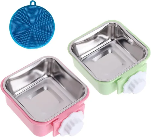 Miniatura 9 de Love Dream Cuencos colgantes para perros y gatos, comedero de agua para alimentos y alimentos con cuencos extraíbles de acero inoxidable y soporte