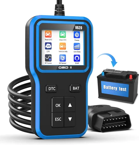Escáner OBD2 con batería de actualización y probador - Herramienta de diagnóstico para autos que comprueban la luz del motor y la preparación de