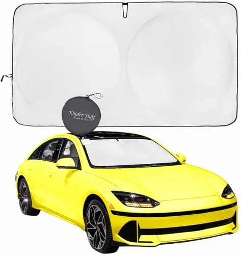 Kinder Fluff Parasol para parabrisas | Protección solar reflectante patentada para automóvil, certificado 99% de bloqueo UVR, interior fresco,