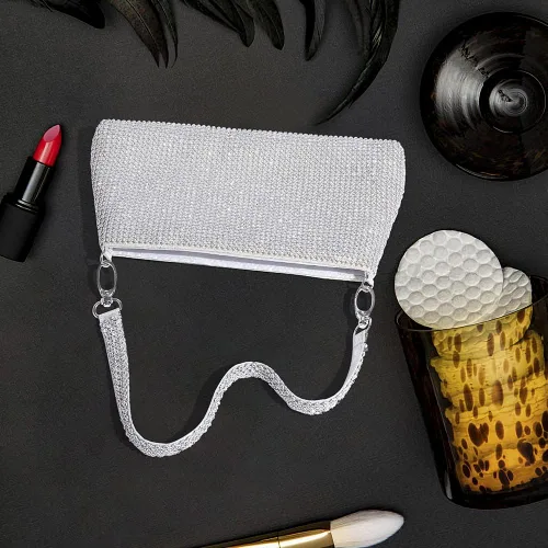 Miniatura 4 de YUWITA Bolso de noche con diamantes de imitación para mujer