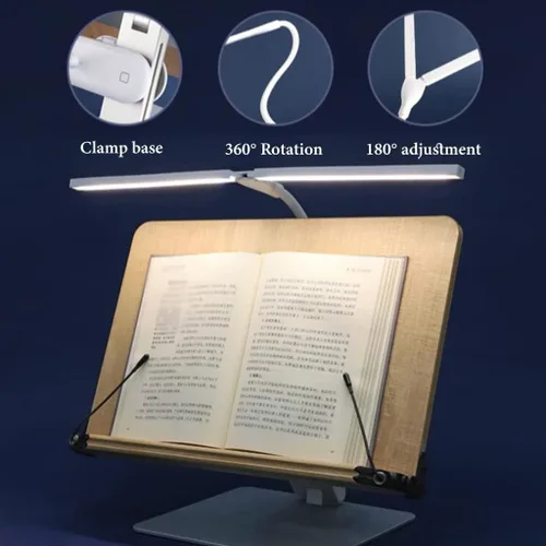 Miniatura 5 de GIZNXBA Soporte de libro para lectura de altura ajustable con clip de papel, soporte plegable manos libres, soporte de libro de texto para lectura