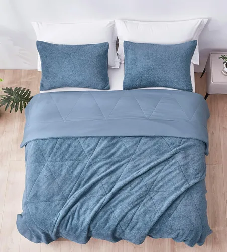 Miniatura 2 de Chezmoi Collection Zane - Juego de edredón Sherpa de 2 piezas, juego de ropa de cama reversible de microfibra lavada de doble cara