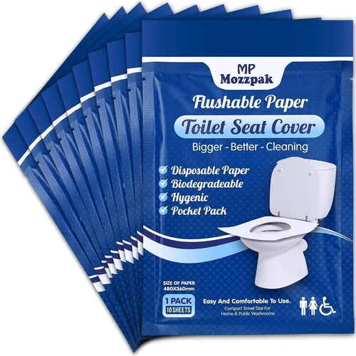 MP MOZZPAK Fundas de asiento de inodoro desechables (100 piezas) - Funda de asiento de inodoro desechable XL para niños y adultos, 100%