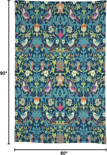 Miniatura 367 de Mantel Floral Retro de Pájaros, Diseño Original Bohemio William Morris Estampado Cubierta de Mesa para Hogar Picnic Fiesta Comedor Cocina William