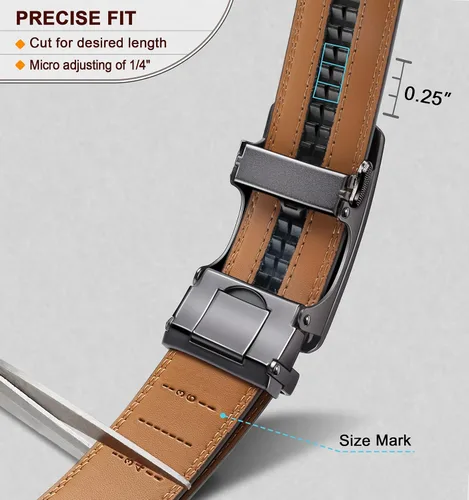 Miniatura 4 de BULLIANT - Cinturón con diseño ajustable de trinquete deslizante para hombre, para usar con pantalón de vestir y camisa Oxford, ajustable a medida
