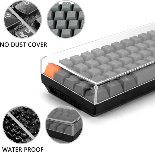 Miniatura 3 de GEEKRIA Cubierta antipolvo para teclado 65%, cubierta de teclado acrílico transparente para teclado mecánico de computadora de 68 teclas, compatible