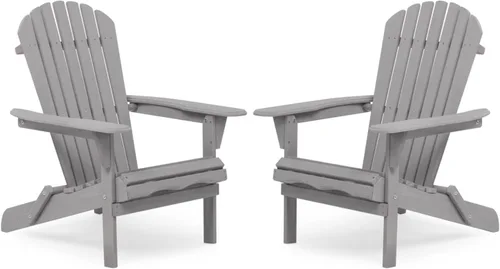 Miniatura 12 de Juego de 2 sillas Adirondack plegables de madera para jardín y exteriores, construcción de madera de cedro maciza, cómodos reposabrazos y respaldo