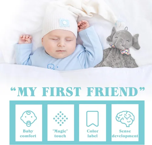 Miniatura 3 de Elephant Baby Lovey - Manta de seguridad unisex para bebés recién nacidos, para niños y niñas, regalo suave para bebés, juguete multiusos para Gris