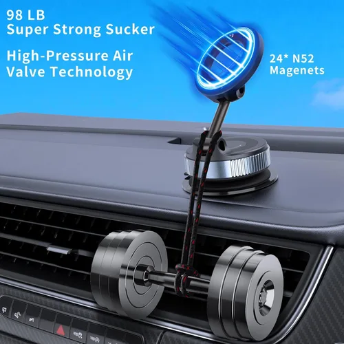 Miniatura 4 de Soporte magnético de teléfono para automóvil al vacío, soporte de teléfono con succión de rotación de 360°, soporte magnético plegable para tu