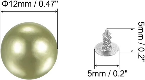 Miniatura 2 de uxcell Kit de remaches de perla, remaches de perlas de 0.472 in sin agujero, remaches de perlas sintéticas, botones para rellenos de jarrones, Verde