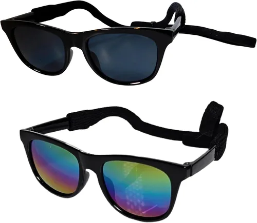 Miniatura 12 de G006 Disfraz para perro y mascota, estilo retro de los años 80, lentes de sol ajustables para razas medianas de 20 a 40 libras, para fiesta, Panto